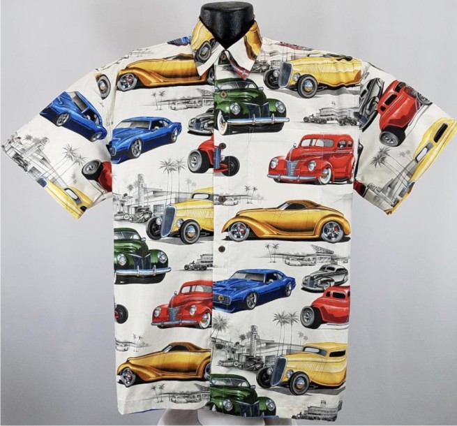 Hot Rod, classic cars, and 50's diner Hawaiian Shirt