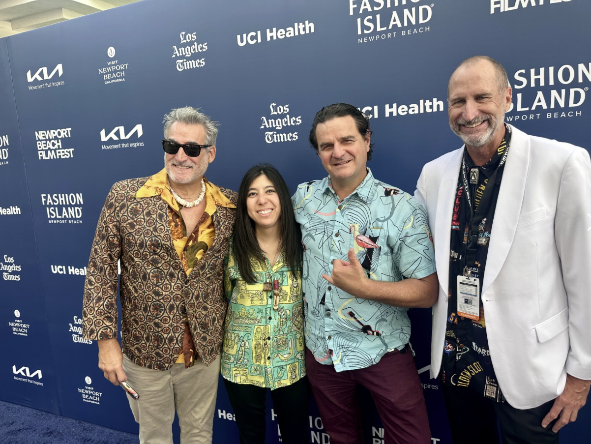 Fini from the Cabali movie wearing a Viva Las Vegas High Seas Hawaiian shirt (right) at premier of Cabali: The tiki mug obsession