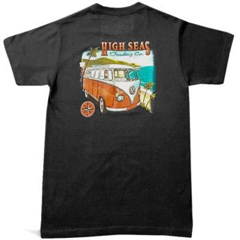 High Seas VW Bus 100% Cotton Black T-shirt