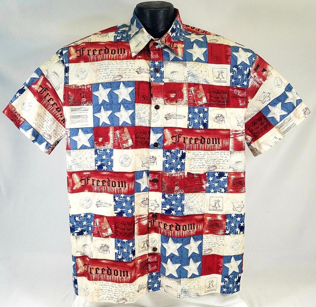 Freedom Patriotic Hawaiian shirt- Made in USA- 100% Cotton - Main Image
