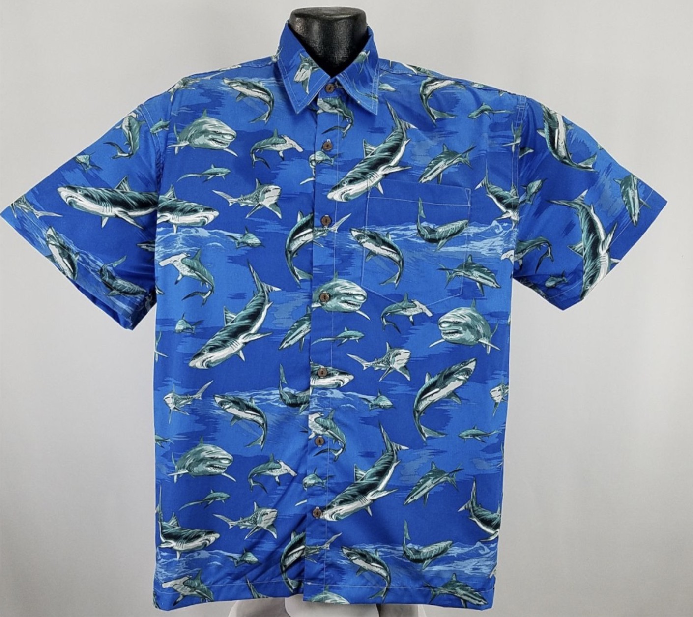 Shark Island Hawaiian Shirt Made in USA - Blue