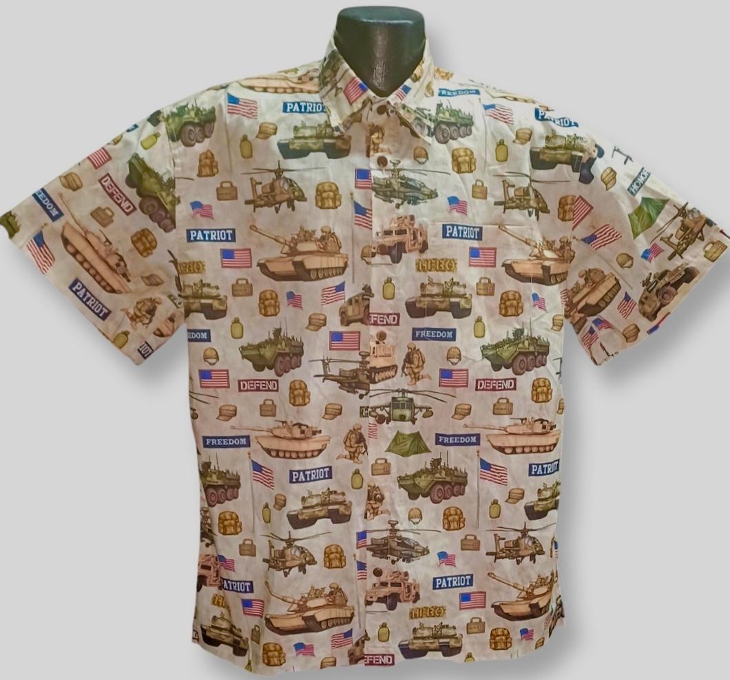 US Army Hawaiian Shirt- Made in USA- Cotton