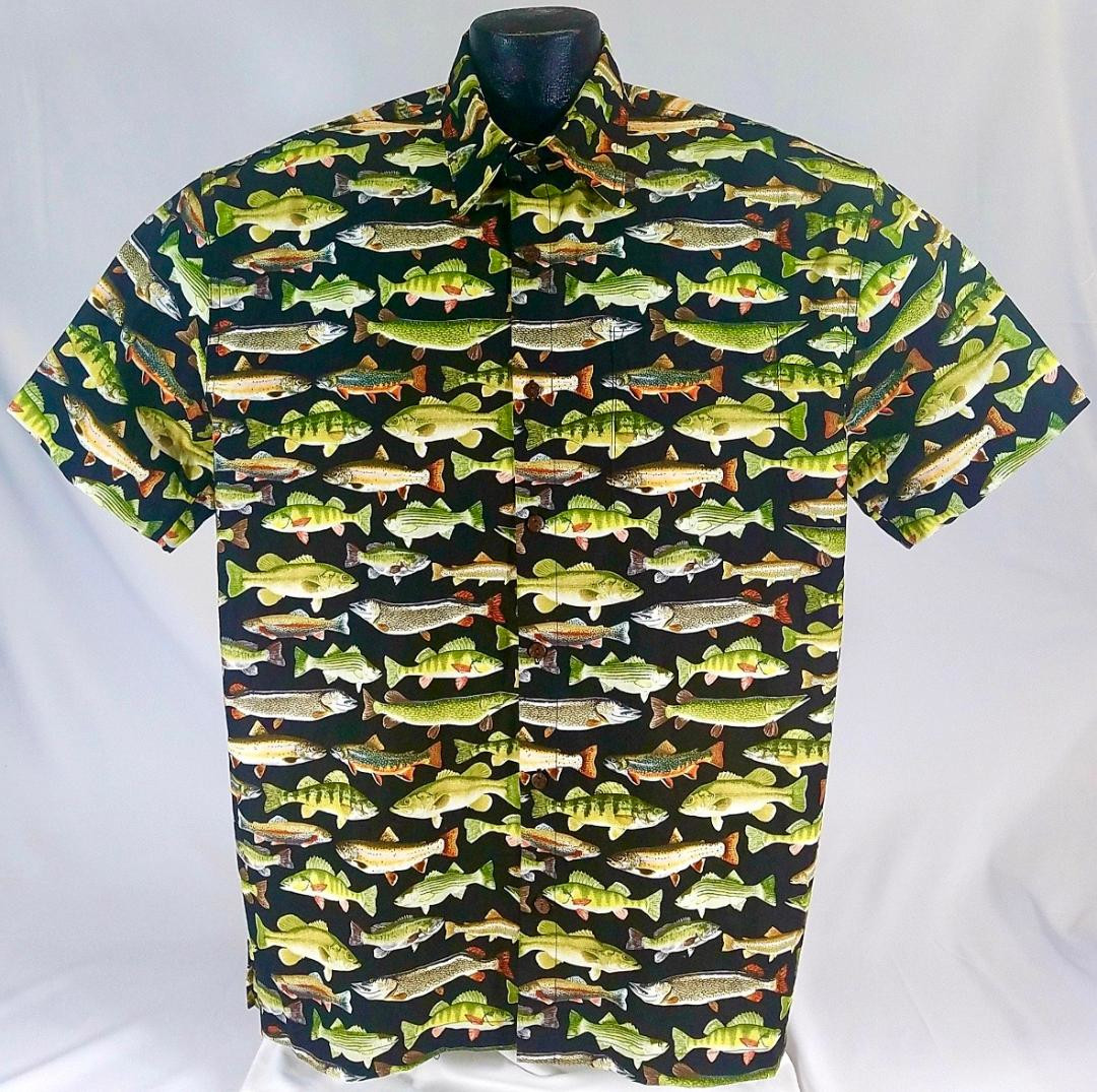 fish dress shirt Men's Hawaiian Shirt Sea Ocean Fish Print Cotton Button-down Long Slee Yiume