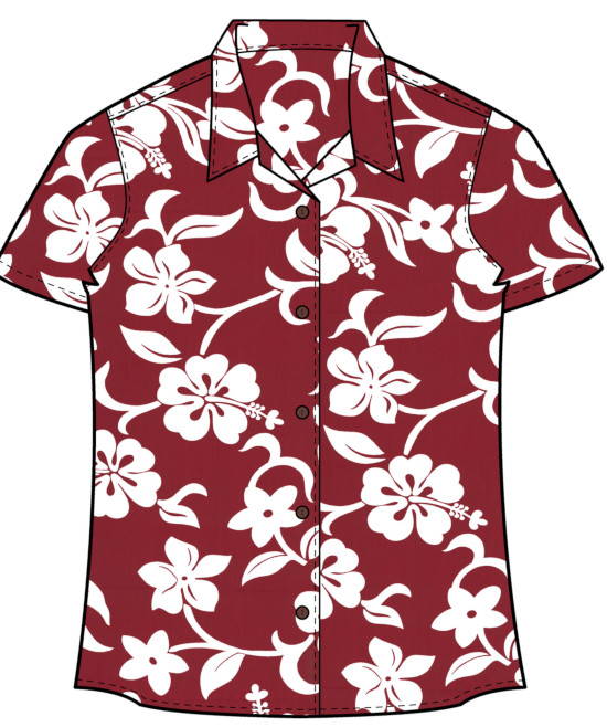 Classic Red Hibiscus Women's Hawaiian Shirt - Made in USA