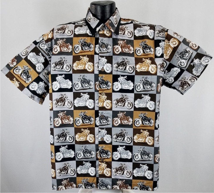 Motorcycle themed Hawaiian shirt