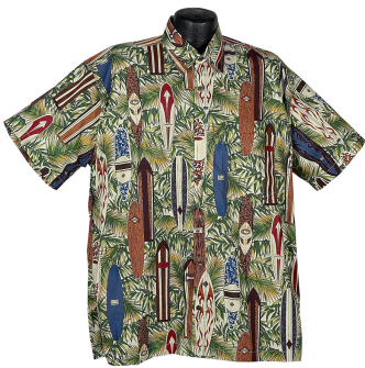 Surfboard Hawaiian Shirt- Made in USA -100% Cotton