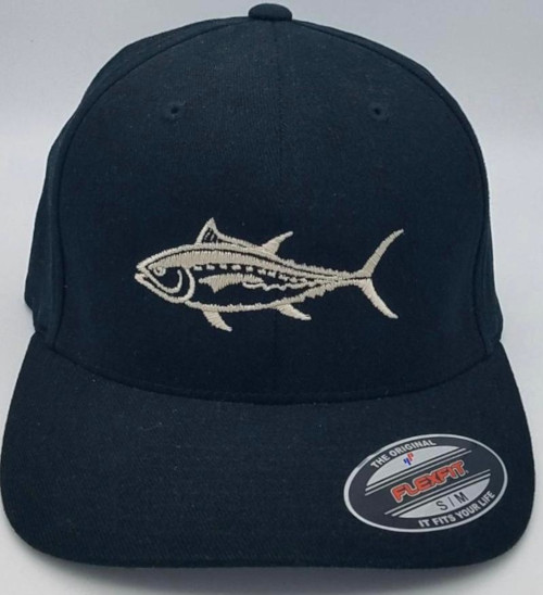 Embroidered Tuna Black Brushed Cotton Flex-fit Hat