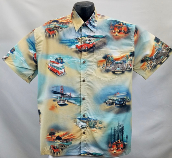 VIntage VW Hawaiian Shirt- Made in USA- 100% Cotton