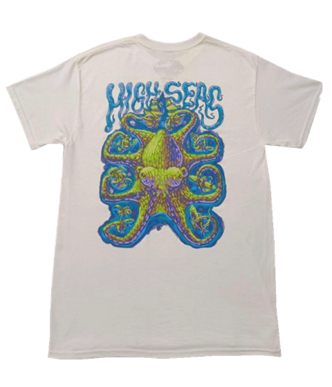 High Seas Octopus 100% Cotton White T-shirt