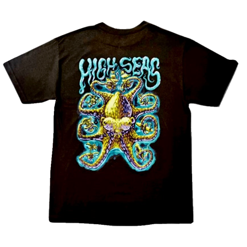 High Seas Octopus 100% Cotton Black T-shirt